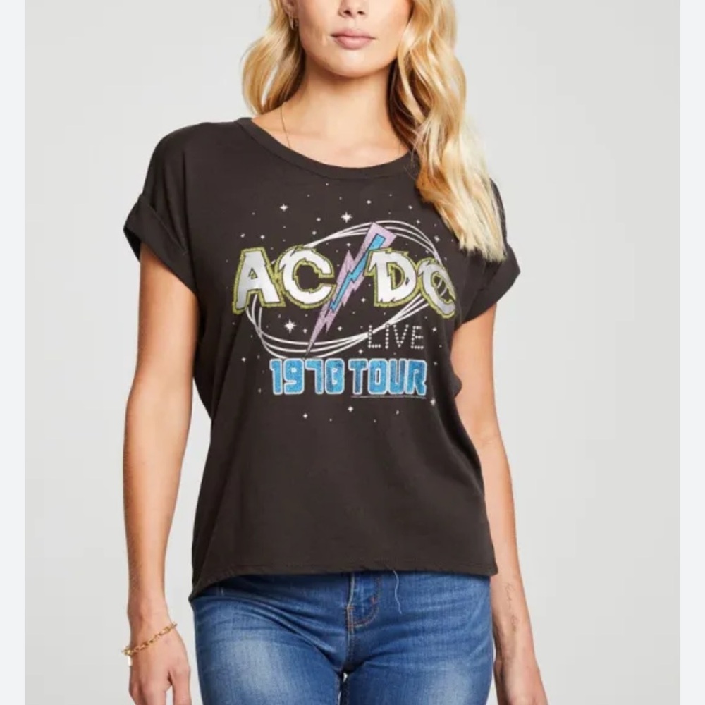 Recycled Karma ACDC 1978 Tour Scoop Neck T-Shirt Size Large